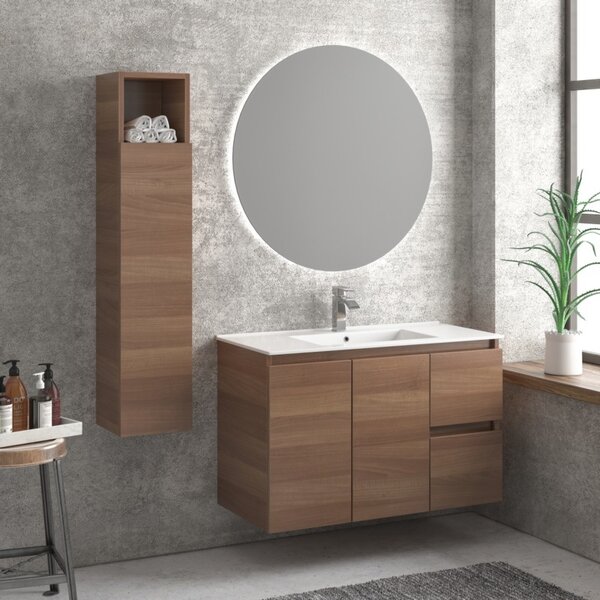 Mobile bagno 100cm con lavabo incasso cassetti e ante TOD-100LB - KAMALU