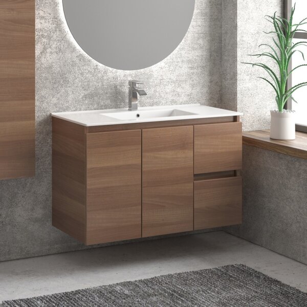 Mobile bagno 100cm con lavabo incasso cassetti e ante TOD-100LB - KAMALU