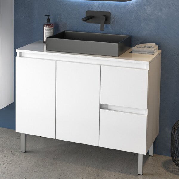 Mobile bagno 100cm a terra con 2 cassetti e 2 sportelli TOD-100PP - KAMALU