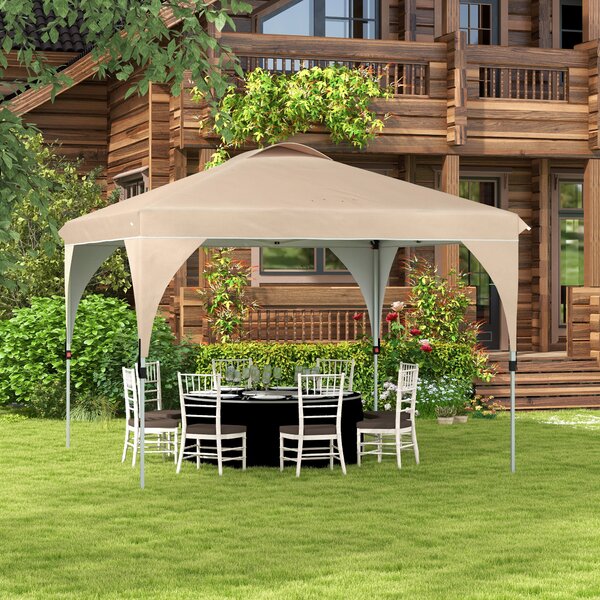 Outsunny Gazebo da Giardino 3x3 m Pieghevole con Altezza Regolabile e Borsa di Trasporto con Ruote, Beige|Aosom