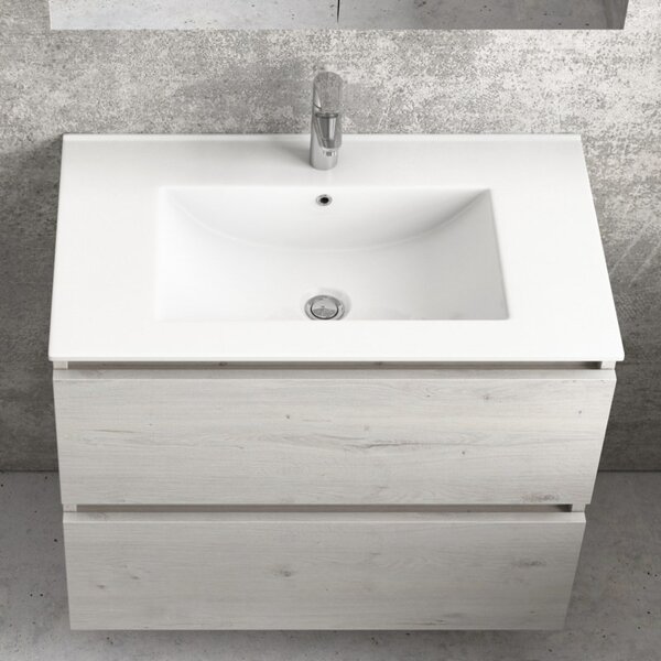 Mobile bagno sospeso 80cm con lavabo integrato e 2 cassetti TOD-80L - KAMALU