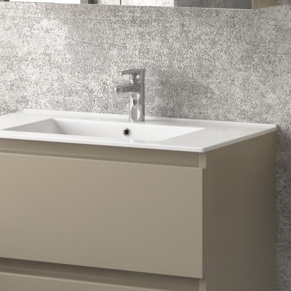 Mobile bagno sospeso 80cm con lavabo integrato e 2 cassetti TOD-80L - KAMALU