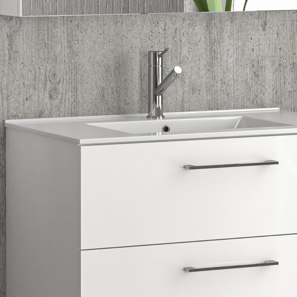 Mobile bagno sospeso 80cm con lavabo incasso e due cassetti EL-80L - KAMALU
