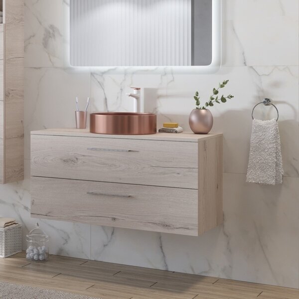 Mobile bagno sospeso da 100 cm due cassetti soft close EL-100P - KAMALU