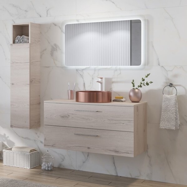 Mobile bagno sospeso da 100 cm due cassetti soft close EL-100P - KAMALU
