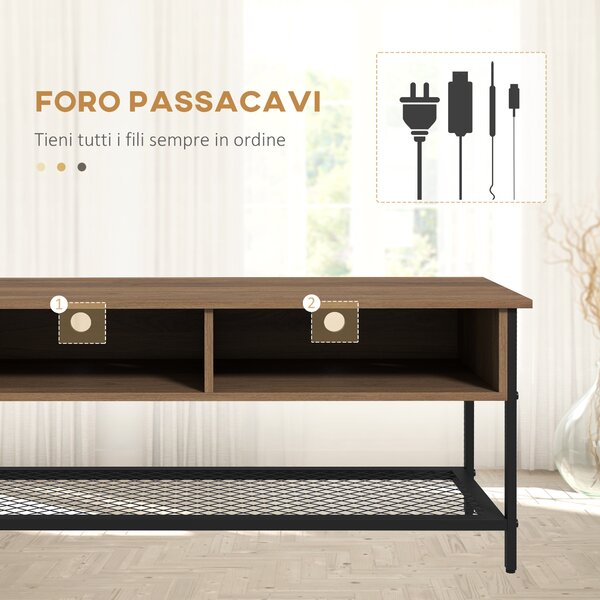 HOMCOM Mobile Porta TV 48" Max, Stile Industriale, Legno e Acciaio, 110x40x48cm - Marrone e Nero|Aosom