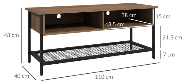 HOMCOM Mobile Porta TV 48" Max, Stile Industriale, Legno e Acciaio, 110x40x48cm - Marrone e Nero|Aosom