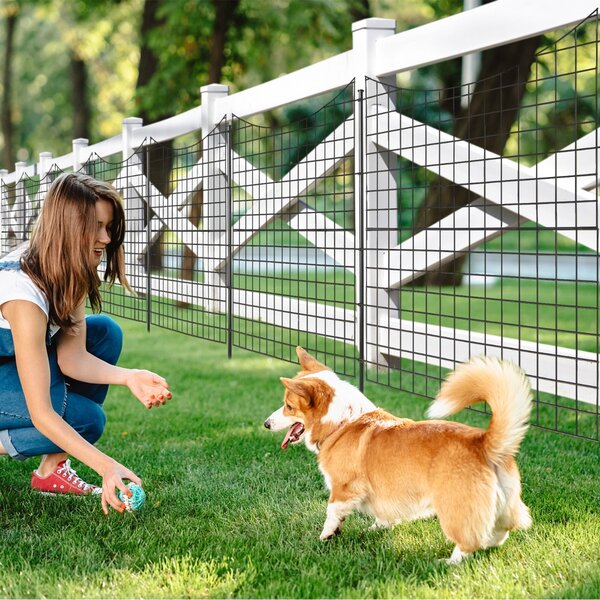 Costway Recinzione da giardino in metallo con 5 pannelli e 5 picchetti, Recinto animali alto 98cm per cani Nero