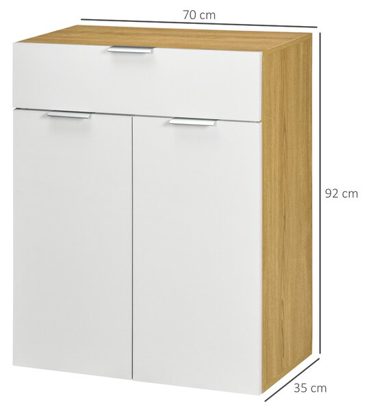 HOMCOM Mobile per Soggiorno con Armadietto e Cassetto, Ripiani regolabili su 3 livelli 70x35x92cm, Bianco|Aosom