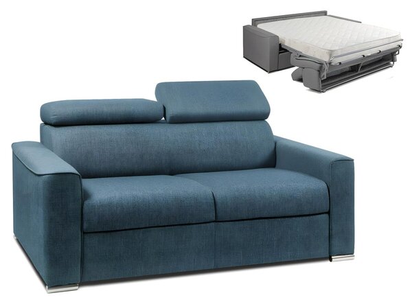Divano letto 2 posti a ribalta in Tessuto Blu - Larghezza Materasso 120 cm - Spessore 18 cm - VIZIR