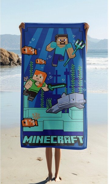Asciugamano per bambini blu in microfibra 70x140 cm Minecraft "Underwater Fun" – Jerry Fabrics