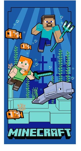 Asciugamano per bambini blu in microfibra 70x140 cm Minecraft "Underwater Fun" – Jerry Fabrics