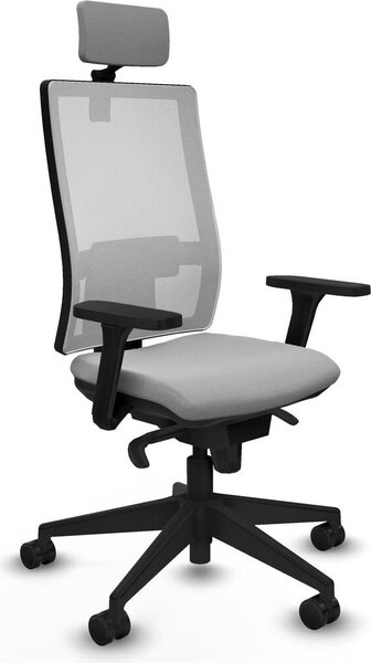 Sedia da ufficio Piqueras y Crespo, modello 3D066N2, colore grigio chiaro