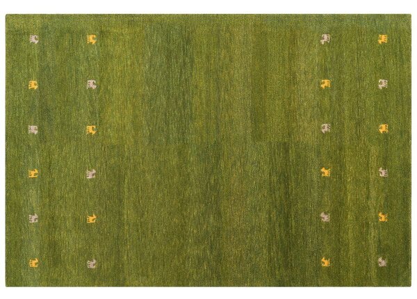 Tappeto di lana verde fatto a mano con motivo con animali 200 x 300 cm soggiorno camera da letto Beliani