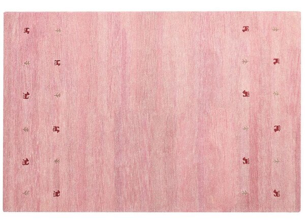 Tappeto di lana rosa fatto a mano con motivo con animali 200 x 300 cm soggiorno camera da letto Beliani
