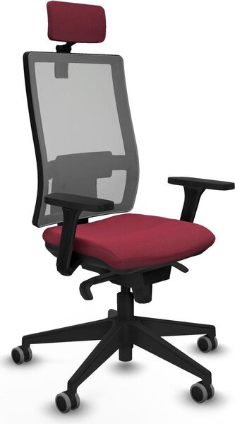 Sedia da ufficio Piqueras y Crespo modello 3D066G2, colore granata