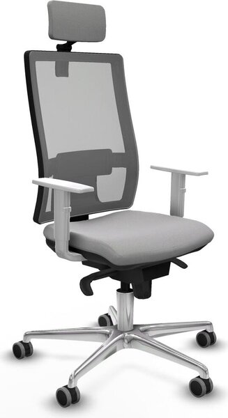 Sedia da ufficio Piqueras y Crespo, modello 4B086G2, colore grigio chiaro