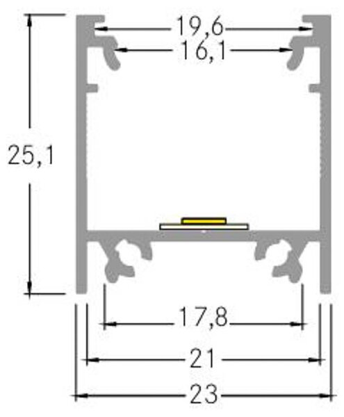 Profilo di montaggio BRUMBERG altezza 25 mm lunghezza 1 m alluminio