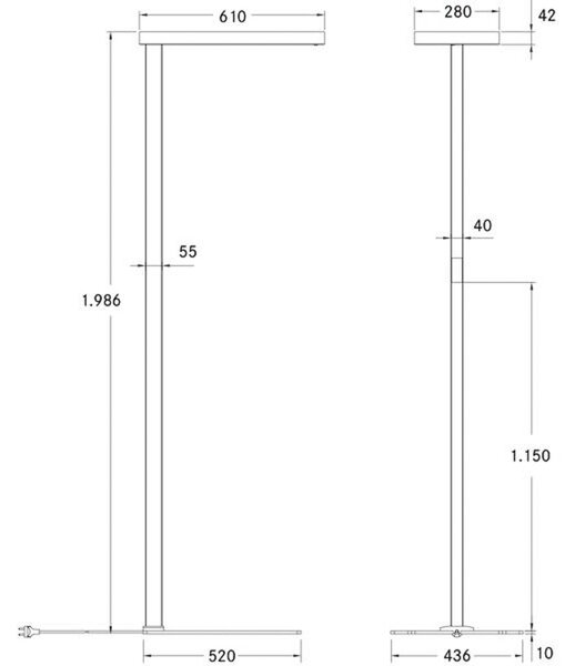 Trio Lighting Franklin piantana led con lampada lettura metallo ottone  satinato con regolazione intensita' touch dimmer + regola