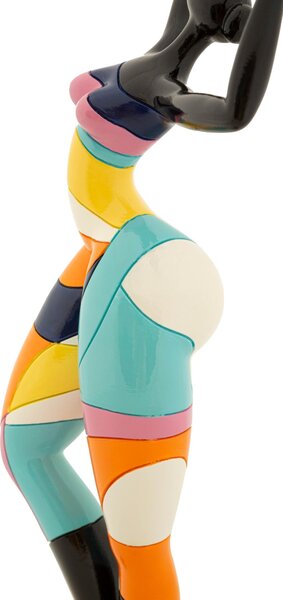 Scultura di donna che balla colori linee vivaci e sgargianti, CONTEMPORANEO DONNINA DANCE RUBIC -A-Dimensioni 12,5x10x h38 cm in Polyresin multicolor