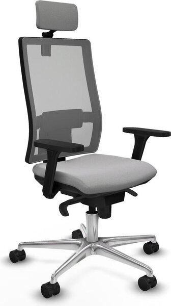 Sedia da ufficio Piqueras y Crespo, modello 3D086N2, colore grigio chiaro