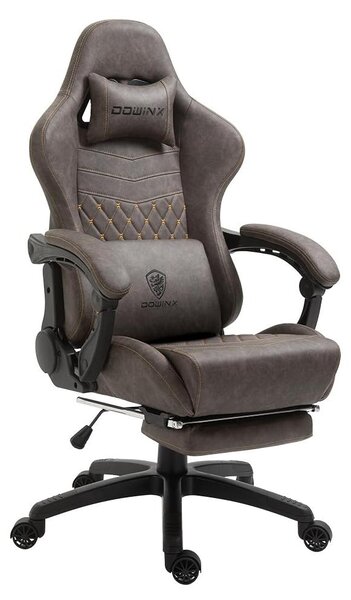 Sedia da gaming in ecopelle trapuntata, con supporto lombare massaggiante, poggiapiedi, inclinazione regolabile da 90° a 170°, portata massima di 200 kg, ideale per l'ufficio domestico e il gaming