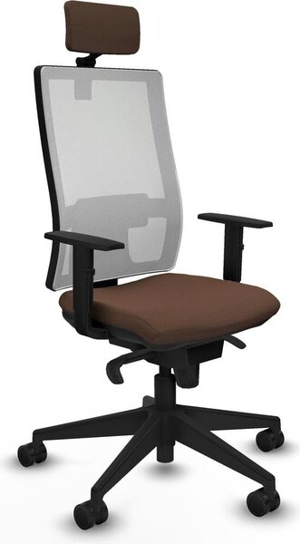 Sedia da ufficio Piqueras y Crespo, modello 1D066N2, color marrone scuro