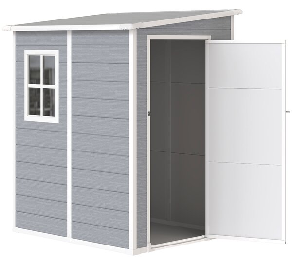 Outsunny Capanno per Attrezzi con Finestra e Serratura, Casetta da Giardino in Alluminio e PP, Capanno Giardino, 122x149x192cm, Grigio | Aosom Italy