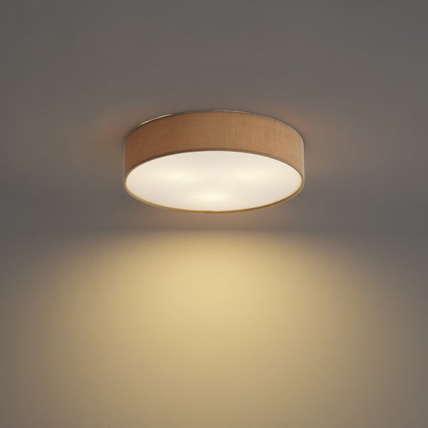 Plafoniera moderna color tortora con paralume in velluto 46cm 3 luci - Luz