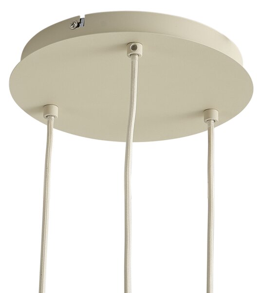 Lampada a sospensione scandinava beige con vetro bianco rotondo a 3 luci - Wisp