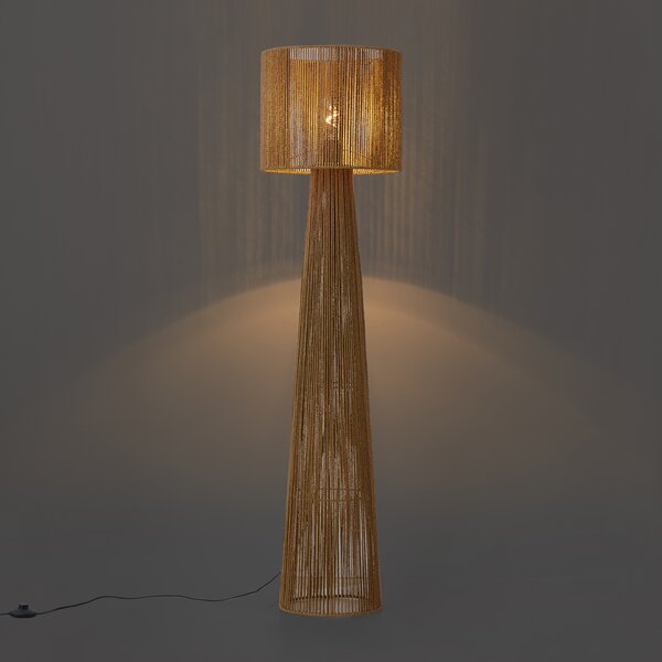 Lampada da terra Japandi naturale con paralume - Dart