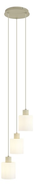 Lampada a sospensione scandinava beige con vetro bianco rotondo a 3 luci - Wisp