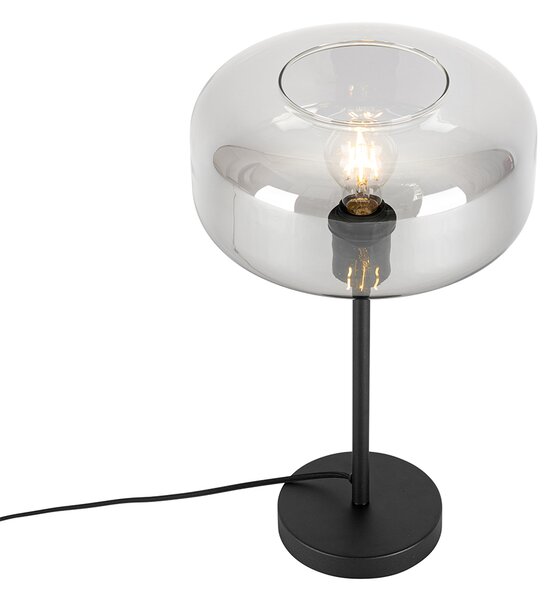 Lampada da tavolo Art Déco nera con vetro fumé - Bizle