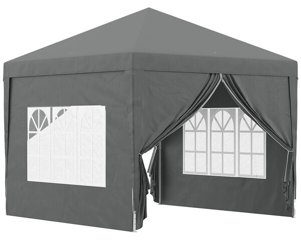Outsunny Gazebo da Esterno 3x3 m Pieghevole con 4 Pannelli Laterali, in Acciaio e Tessuto Oxford Grigio