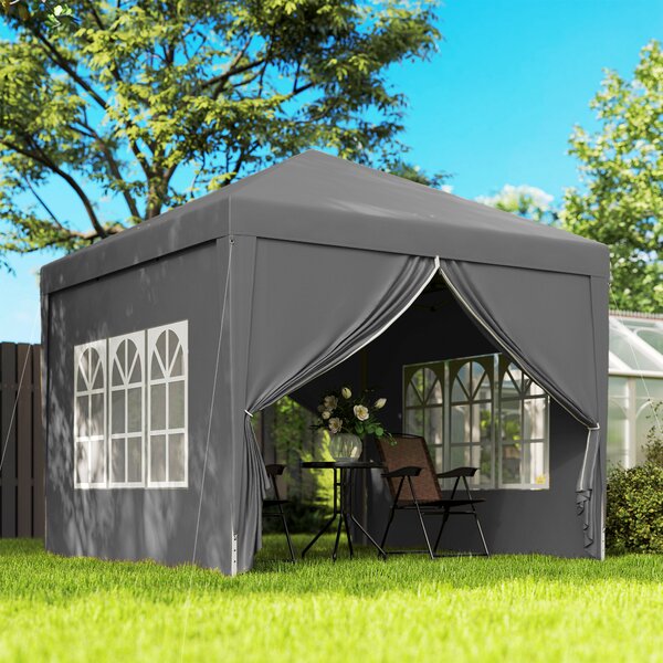 Outsunny Gazebo da Esterno 3x3 m Pieghevole con 4 Pannelli Laterali, in Acciaio e Tessuto Oxford Grigio
