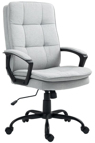 HOMCOM Poltrona da Ufficio Girevole Ergonomica con Braccioli e Schienale, Sedia Ufficio Imbottita Altezza Regolabile e Dondolo, Grigio|Aosom Italy