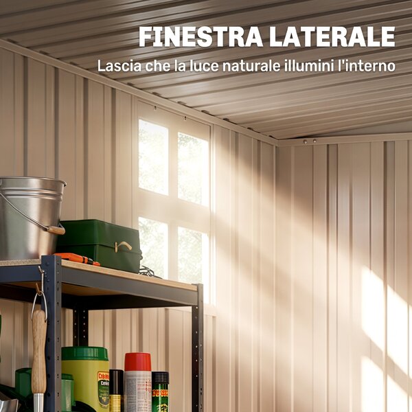 Outsunny Casetta da Giardino con Porta Bloccabile e Prese d'Aria, Capanno Porta Attrezzi in Acciaio, 1.2x1.9 m, Grigio Scuro | Aosom Italy