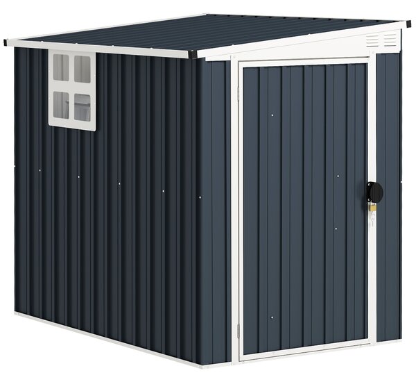 Outsunny Casetta da Giardino con Porta Bloccabile e Prese d'Aria, Capanno Porta Attrezzi in Acciaio, 1.2x1.9 m, Grigio Scuro | Aosom Italy