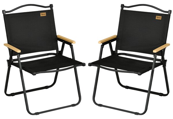 Outsunny Set 2 Sedie per Esterni Pieghevoli con Braccioli in Tessuto Oxford e Acciaio, Nero