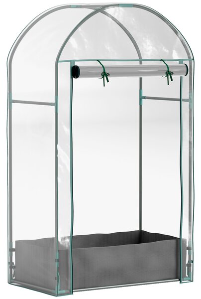 Outsunny Serra per Orto in Acciaio e Plastica con Sacca in PE impermeabile e Porta Avvolgibile, 89x50x152 cm, Trasparente|Aosom
