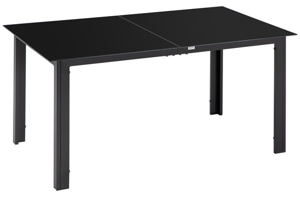 Outsunny Tavolo da Giardino con Piano in Vetro Temperato 150x90 cm per 6 Persone, Tavola da Pranzo da Esterno Rettangolare in Alluminio, per Patio, Terrazzo, Balcone, Nero | Aosom Italy