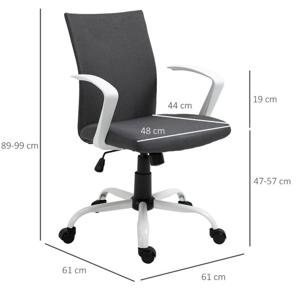 Vinsetto Sedia da Ufficio Ergonomica e Girevole con Altezza Regolabile, 61x61x89-99 cm, Grigio Scuro | Aosom Italy