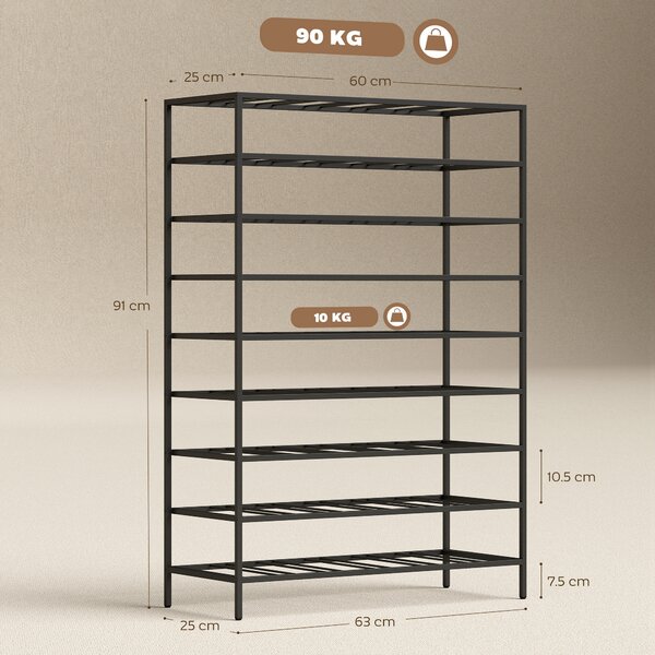 HOMCOM Scaffale Portabottiglie 6 Bottiglie su 9 Livelli, Resistente all'Umidità, in Acciaio, 63x25x91cm, Nero | Aosom Italy