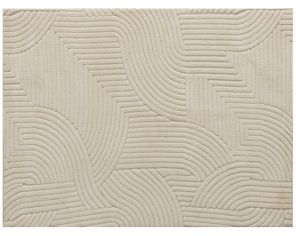 HOMCOM Tappeto Moderno Antiscivolo in Poliestere e Cotone con Design di Linee, per Soggiorno, Camera da Letto, Crema | Aosom Italy