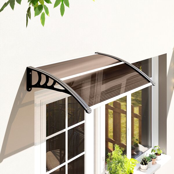Outsunny Pensilina da Esterni Impermeabile e Anti-UV, in PC, PP e Alluminio, 75x100x23 cm, Marrone e Nero | Aosom Italy