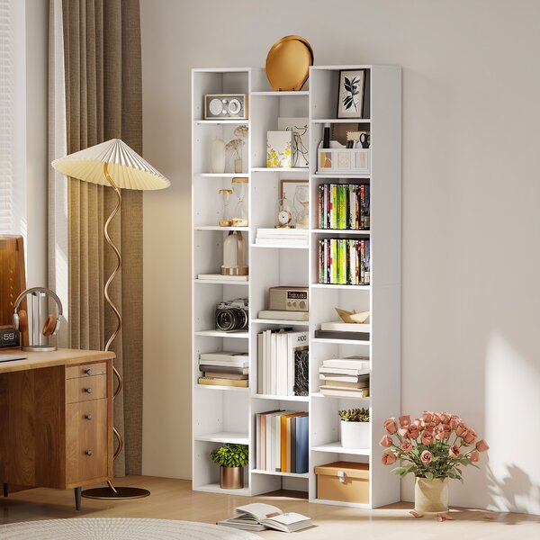 HOMCOM Libreria Moderna in Legno Alta 181 cm con 21 Scomparti e 10 Ripiani Regolabili, Bianco | Aosom Italy