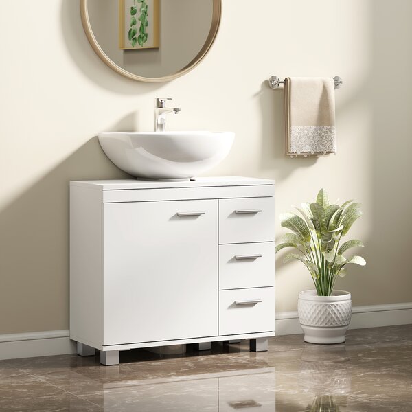 HOMCOM Mobile Moderno Sottolavabo Bagno con Armadietto, Ripiani e Cassetti, 70x30x64cm, Bianco | Aosom Italy