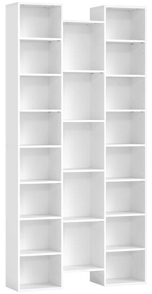 HOMCOM Libreria Moderna in Legno Alta 181 cm con 21 Scomparti e 10 Ripiani Regolabili, Bianco | Aosom Italy