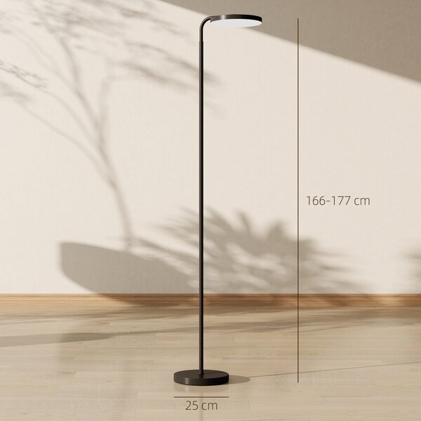 HOMCOM Lampada da Terra LED con Testa Girevole a 350° e Telecomando Magnetico, Regolazione Continua 3000K-6500K, Nero | Aosom Italy
