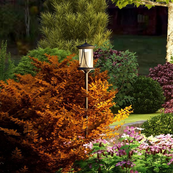 Outsunny Lampione da Giardino e Vialetto 6h Autonomia con Ancoraggio a Terra, Lampione Solare in ABS e Policarbonato, Impermeabile IP44, per Patio, Giardino, Vialetti, 17x17x127 cm, Nero | Aosom Italy